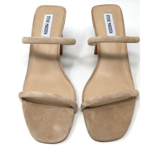 Steve Madden Honey Women's Size 9.5 Taupe High Heeled Slip-On Sandal Shoes - Picture 4 of 7